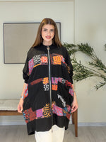 DOLCE Özel Tasarım Fermuarlı Tunik Desenli Model Siyah