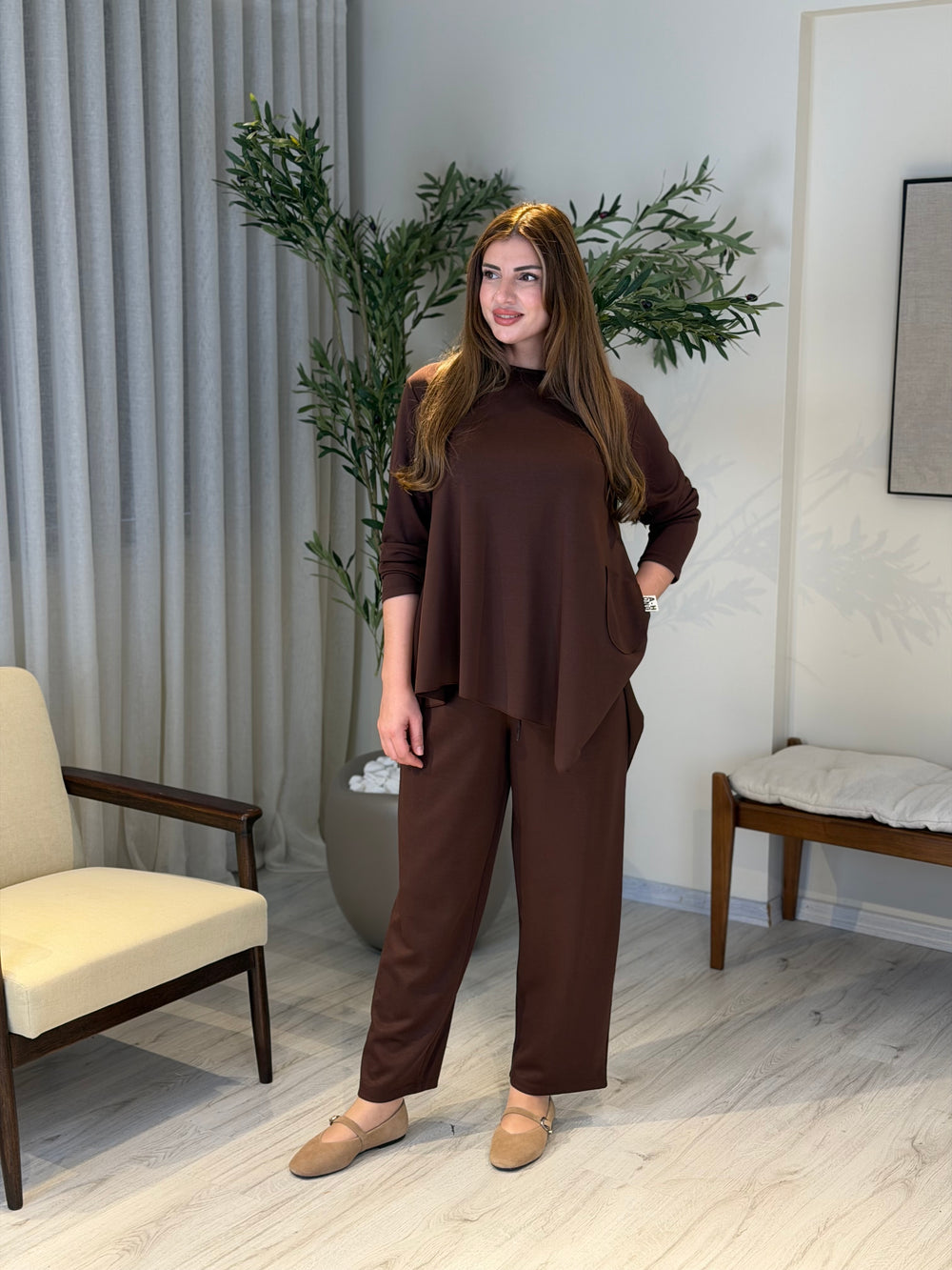 Asimetrik Kesim Oysho Takım Acı Kahve