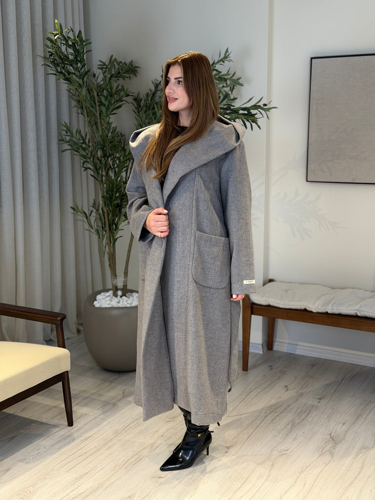Ace | So Luxury Özel Üretim Yün Kaşe Kaban Gri