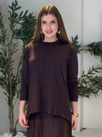 Ace | So Atelier Özel Üretim Merserize Triko Basic Fitilli Tunik Acı Kahve