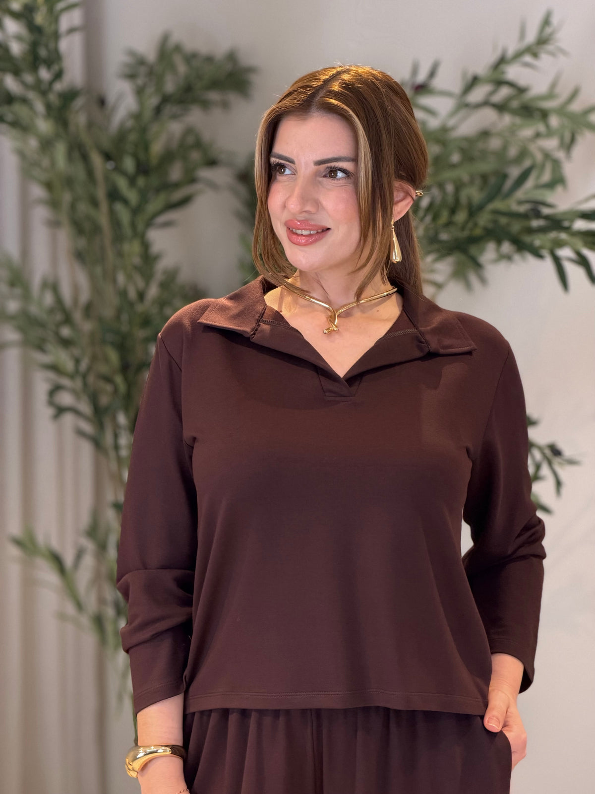 Polo Yaka İki İplik Takım Kahve