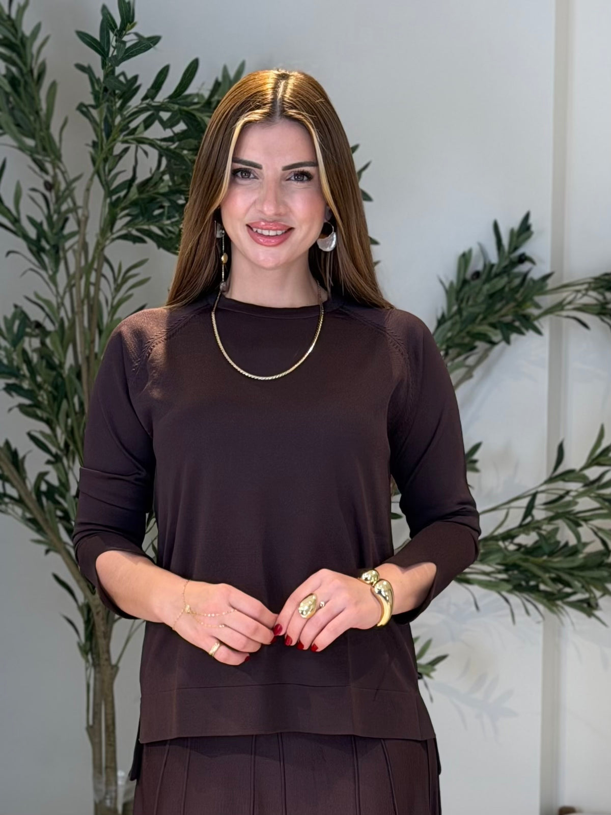 Ace | So Atelier Özel Üretim Merserize Triko Basic Tunik Acı Kahve