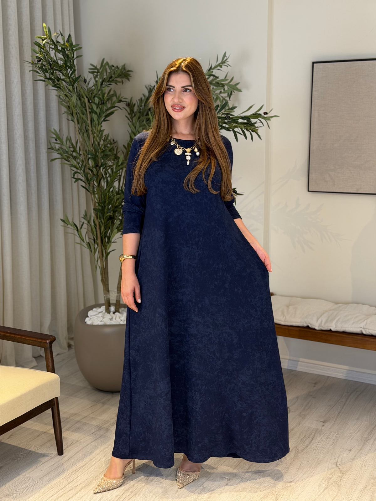 KRİSTAL INFINITY A Kesim Elbise | Batik Lacivert