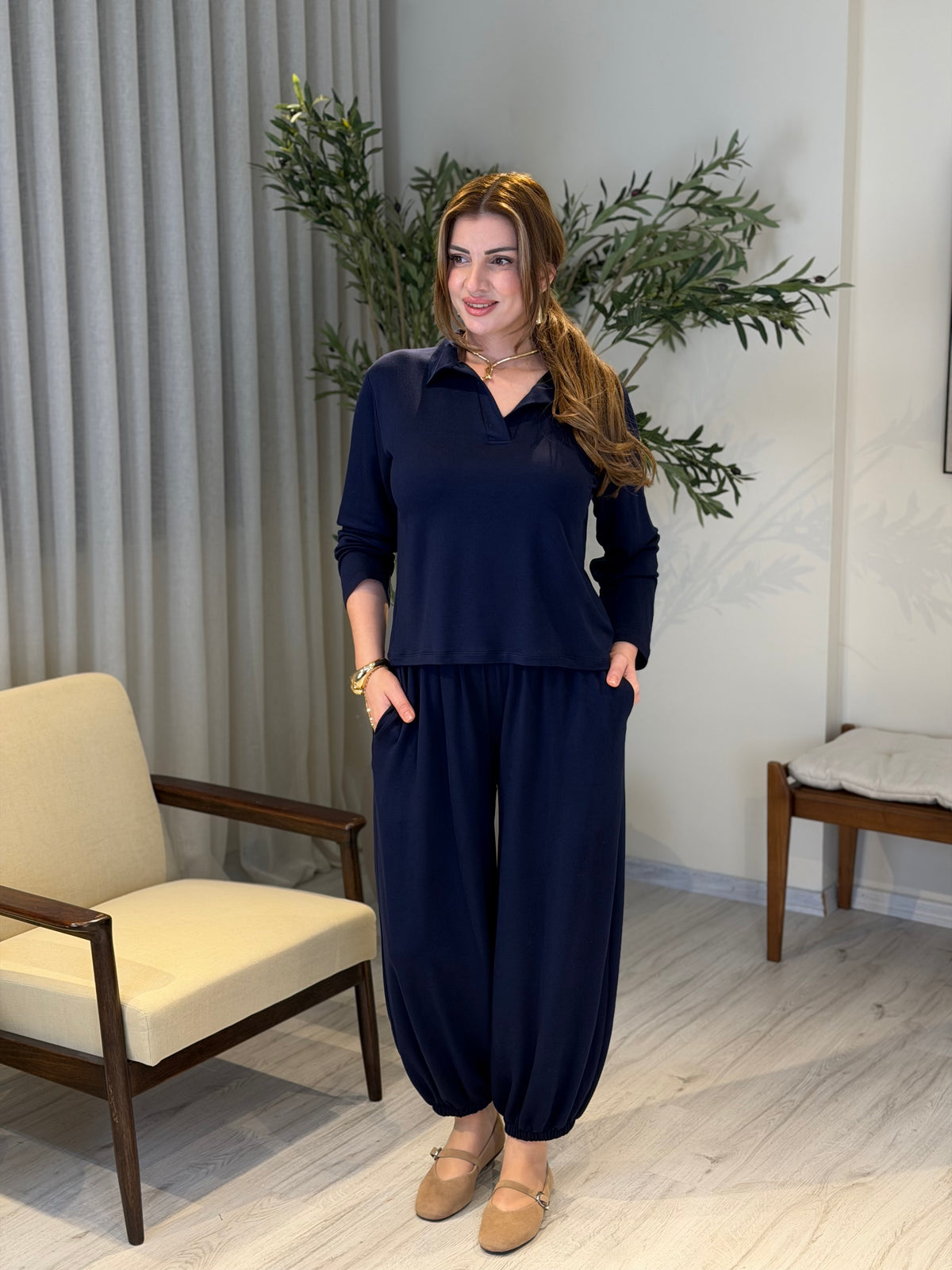 Polo Yaka İki İplik Takım Lacivert