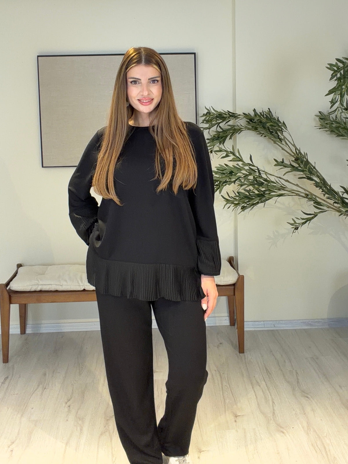 CARLO Pliseli Tunik Detaylı Takım