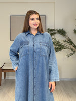 Denim Gömlek Elbise | Mavi