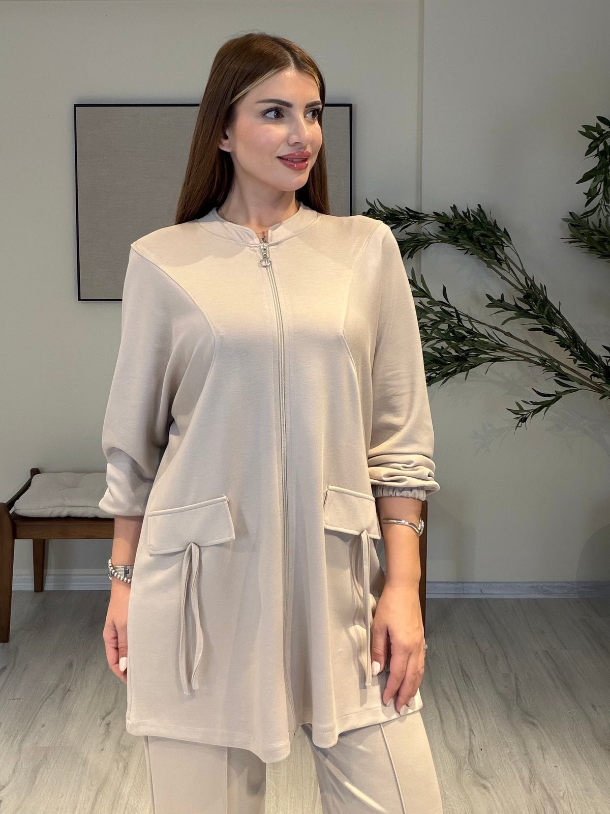 MONICA Cep Detaylı Takım Krem