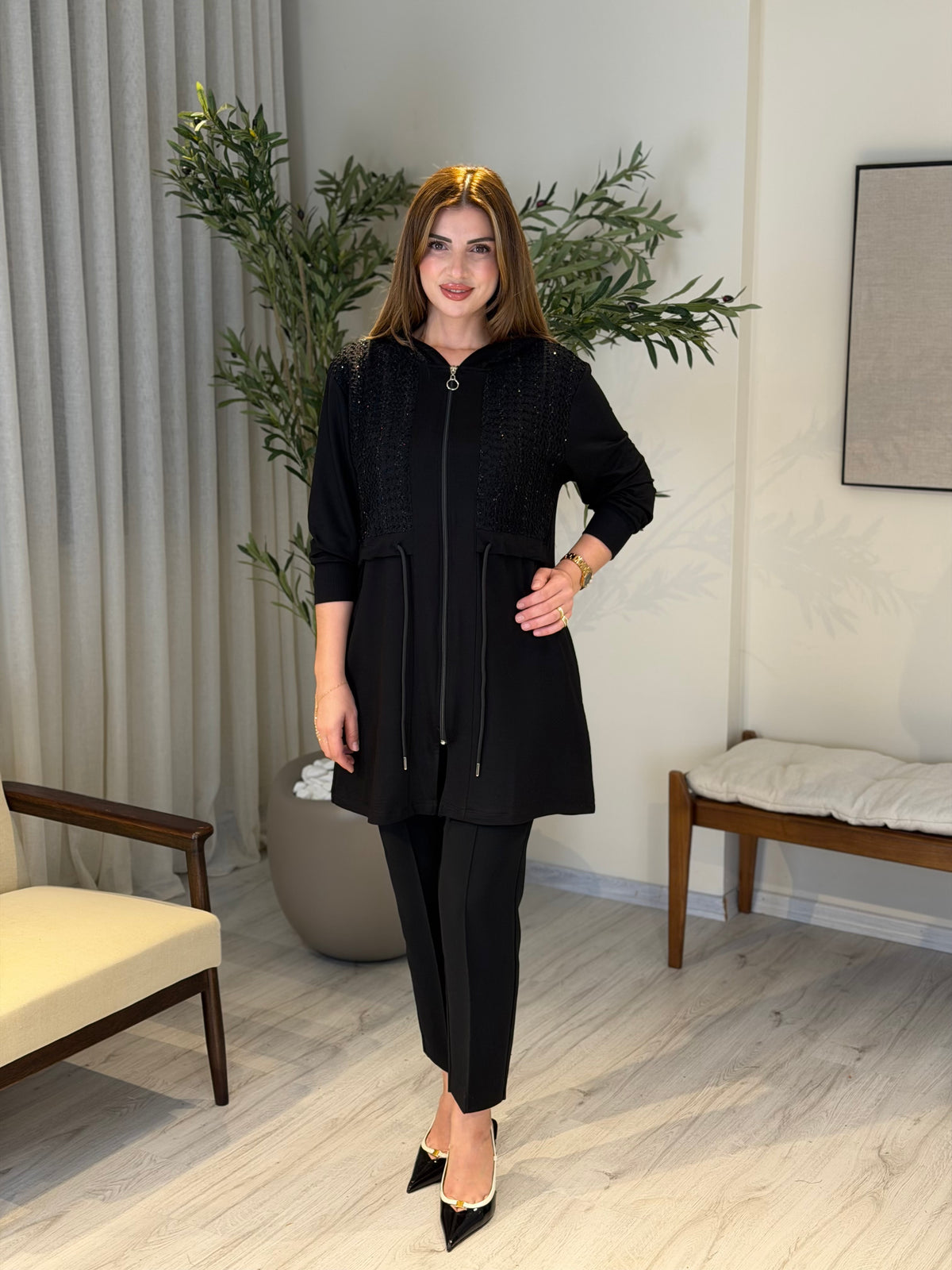 LİORA Tüvit Detaylı Bel Büzgülü Kap