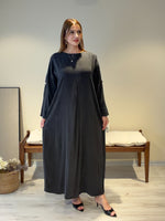 İnci Serenza Tencel Elbise | %100 Pamuk • A Kesim • Büyük Beden • Antrasit