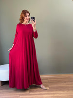 A KESİM PAMUKLU ELBİSE BORDO