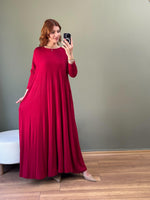 A KESİM PAMUKLU ELBİSE BORDO