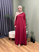 A KESİM VİSKON PENYE SWEAT ELBİSE BORDO