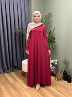 A KESİM VİSKON PENYE SWEAT ELBİSE BORDO