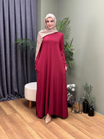 A KESİM VİSKON PENYE SWEAT ELBİSE BORDO