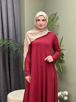A KESİM VİSKON PENYE SWEAT ELBİSE BORDO
