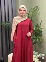 A KESİM VİSKON PENYE SWEAT ELBİSE BORDO