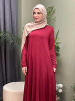 A KESİM VİSKON PENYE SWEAT ELBİSE BORDO