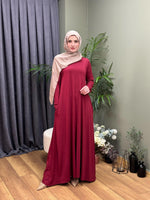 A KESİM VİSKON PENYE SWEAT ELBİSE BORDO