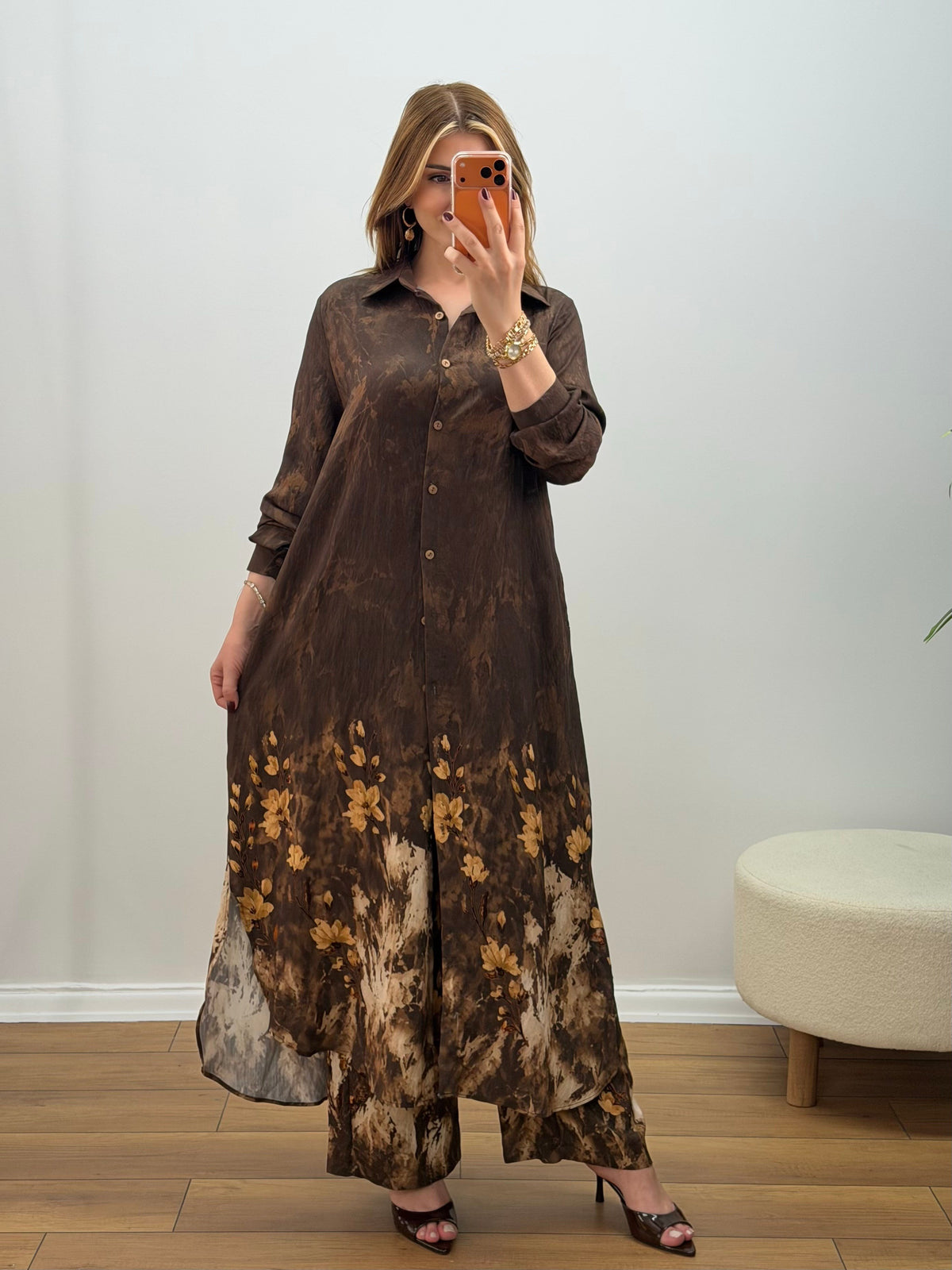 Amber Floral Takım Acı Kahve