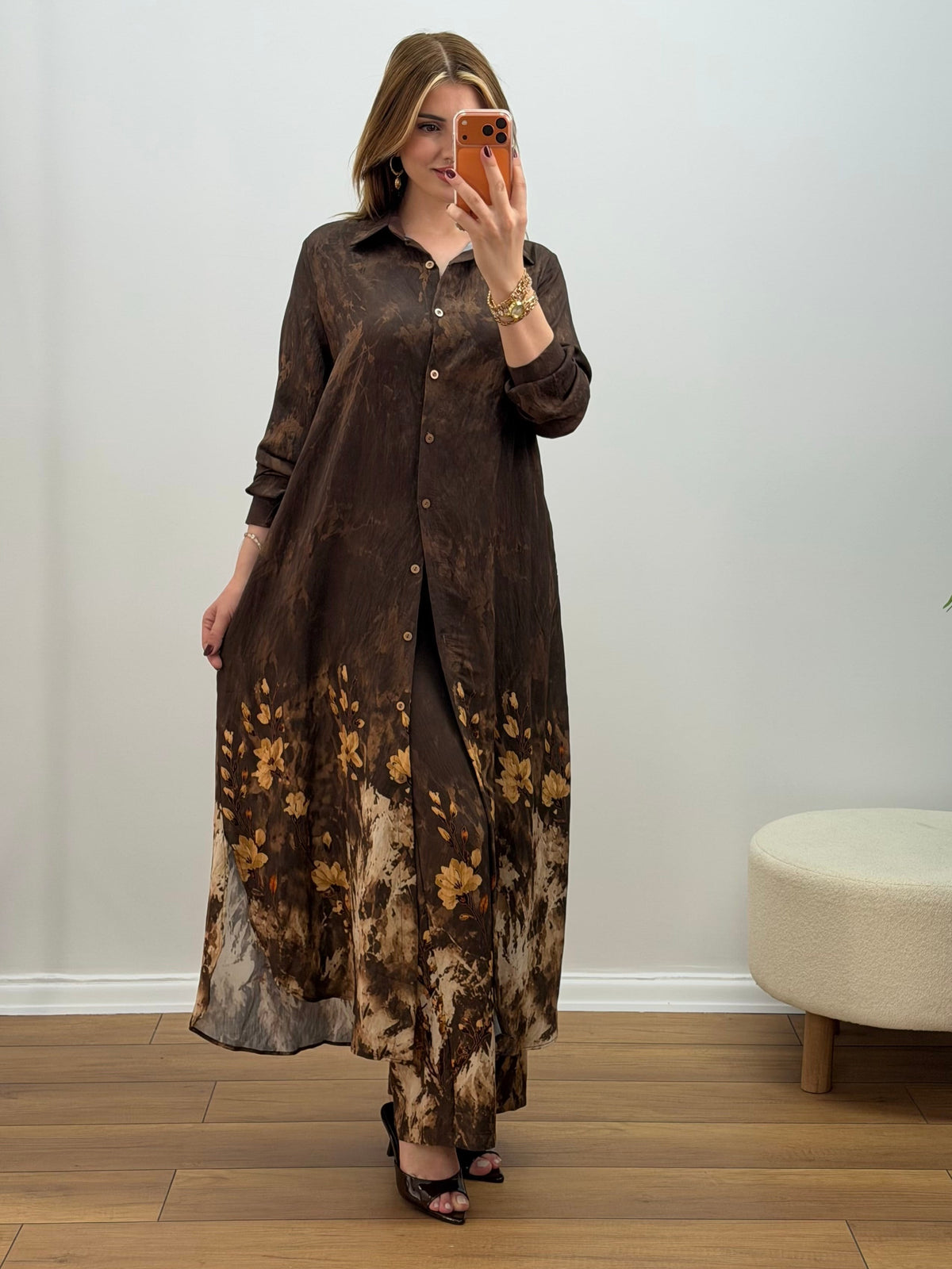 Amber Floral Takım Acı Kahve