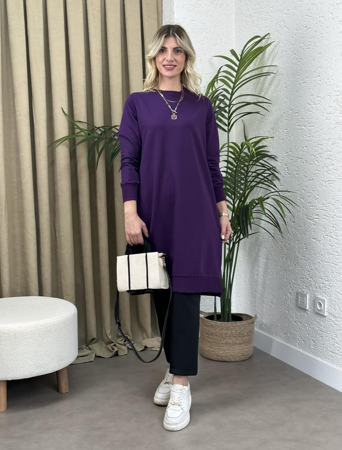 ARMALI SWEAT TUNİK MOR