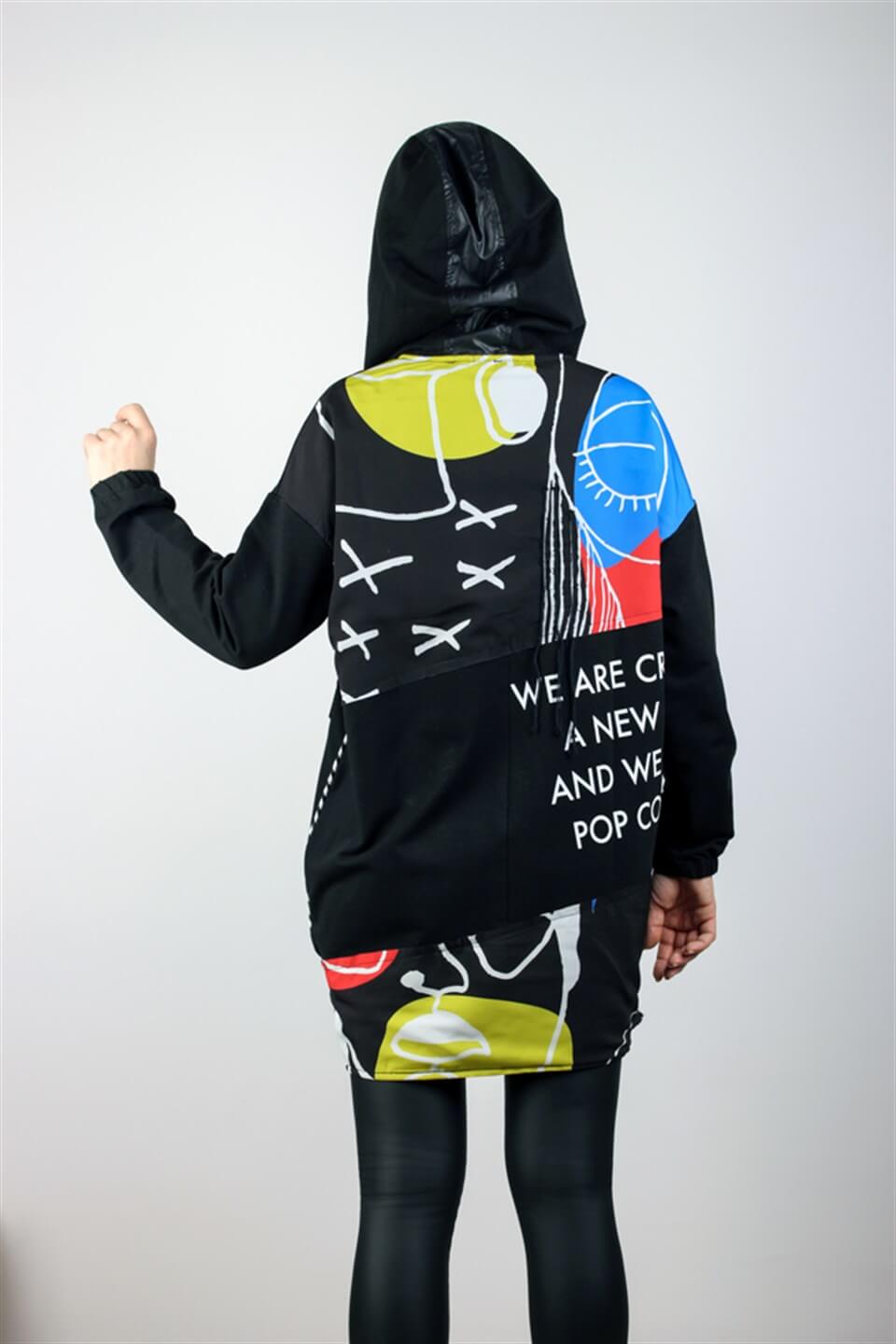 ASİMETRİK KESİM SWEAT CEKET DETAYLI
