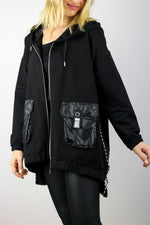 ASİMETRİK KESİM SWEAT CEKET DETAYLI
