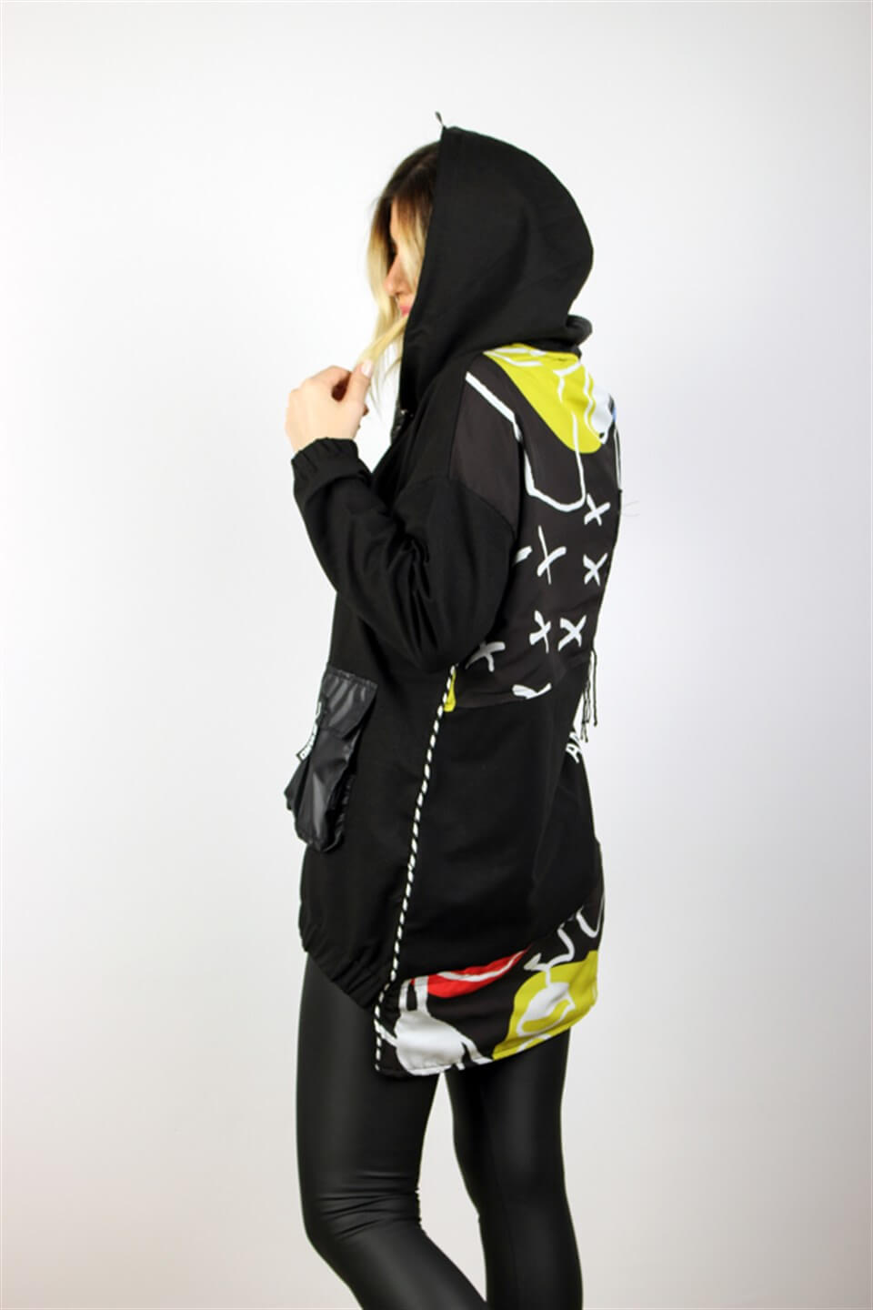 ASİMETRİK KESİM SWEAT CEKET DETAYLI
