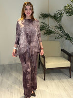 Asimetrik Tunikli Batik Takım Kahve