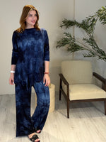 Asimetrik Tunikli Batik Takım Lacivert