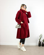 ATKILI CEP DETAYLI POLAR KABAN BORDO