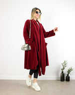 ATKILI CEP DETAYLI POLAR KABAN BORDO