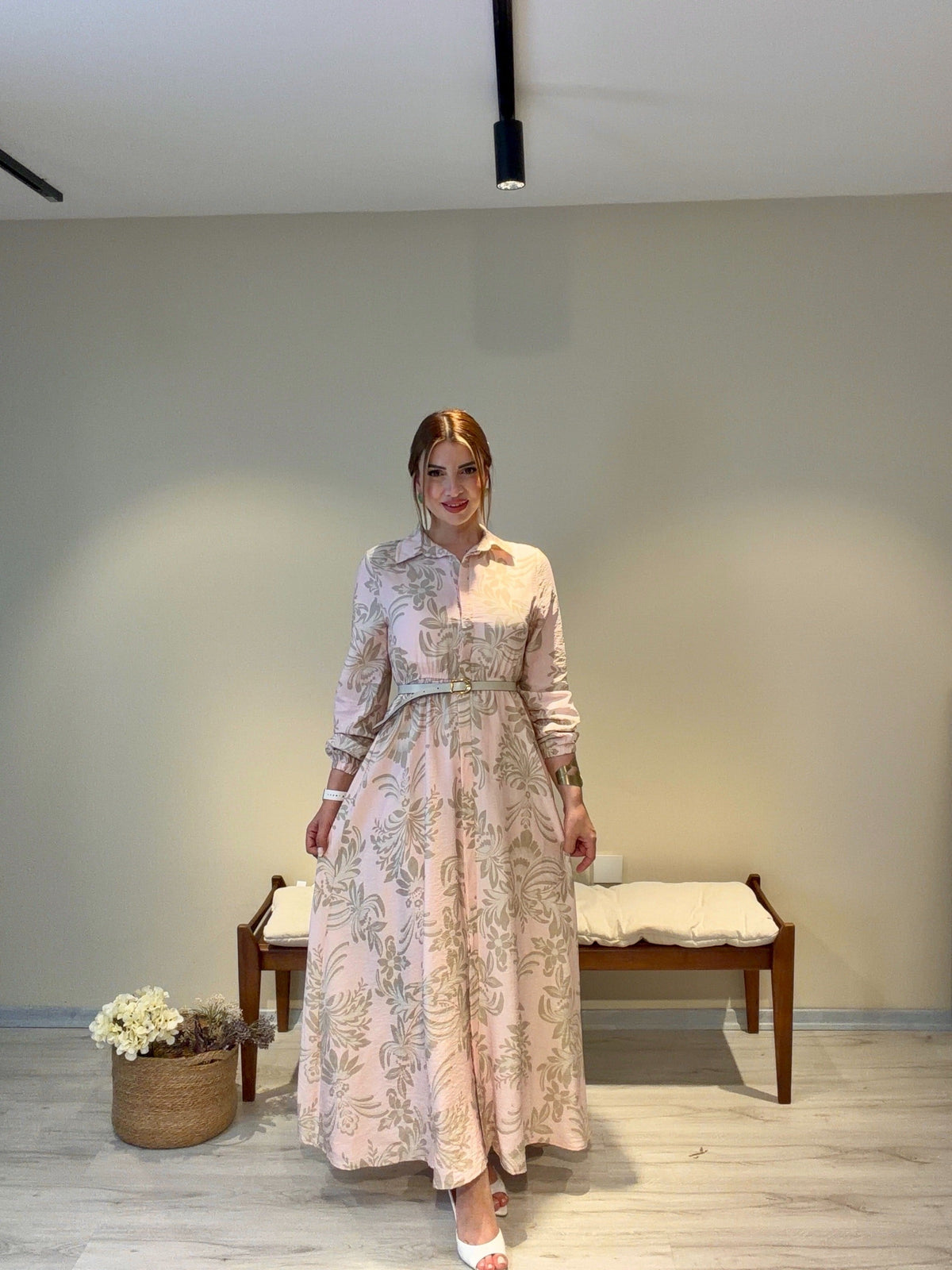 Aurelia %100 Pamuk Couture Elbise Pembe