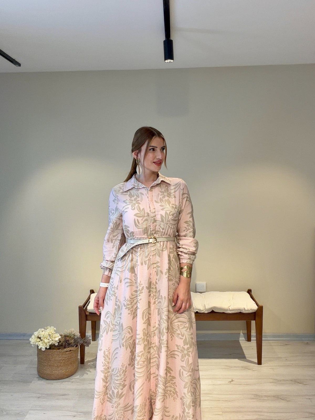 Aurelia %100 Pamuk Couture Elbise Pembe