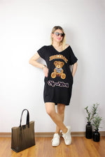 AYICIK NAKIŞ İŞLEMELİ PAMUKLU SWEAT ELBİSE
