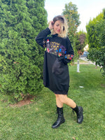 BASKILI OVERSİZE SWEAT ELBİSE