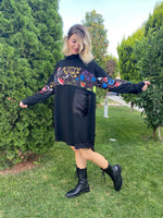 BASKILI OVERSİZE SWEAT ELBİSE