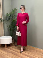 BEL BUZGULU VİSKON ELBİSE BORDO