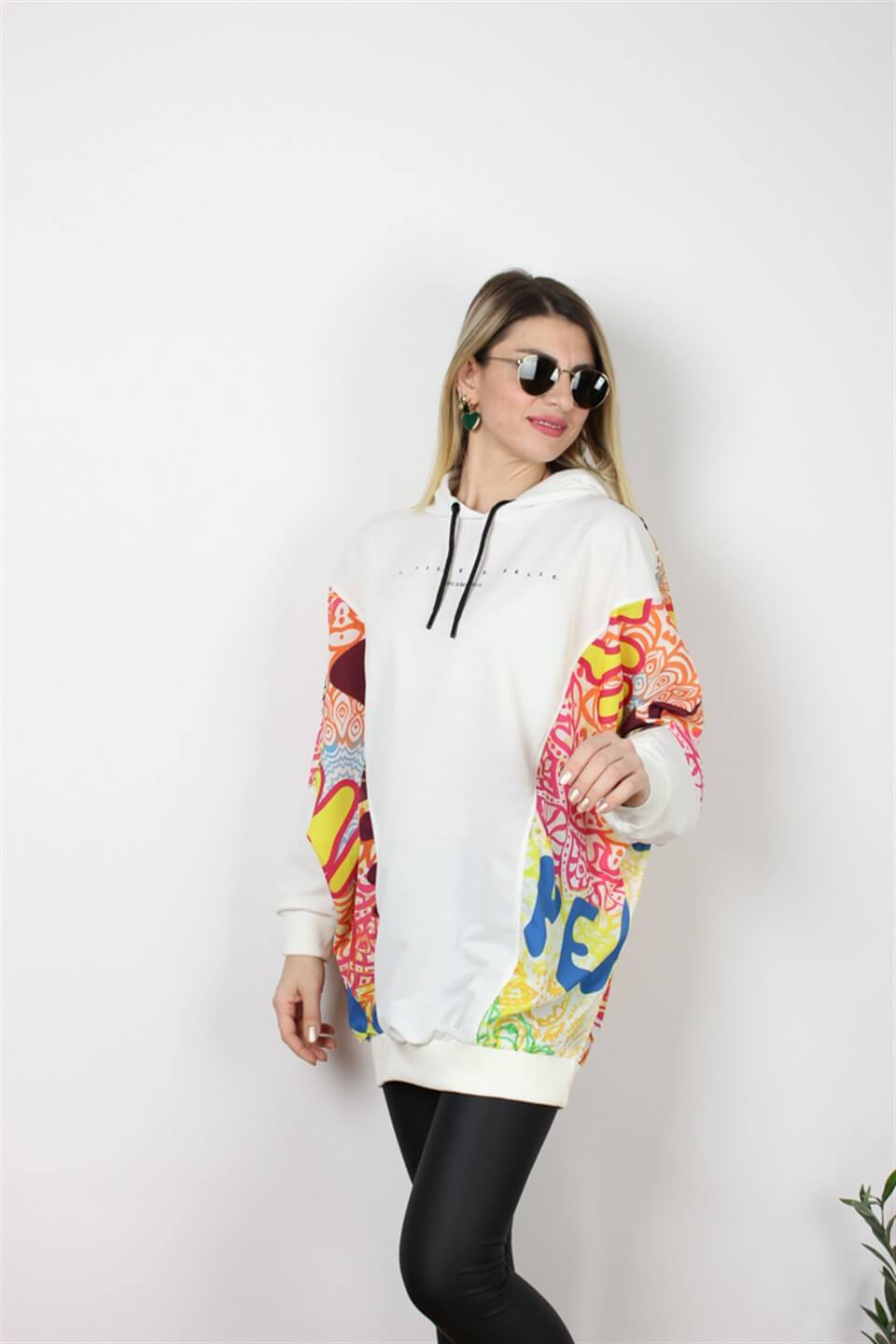 BEYAZ OVERSIZE SWEATSHİRT