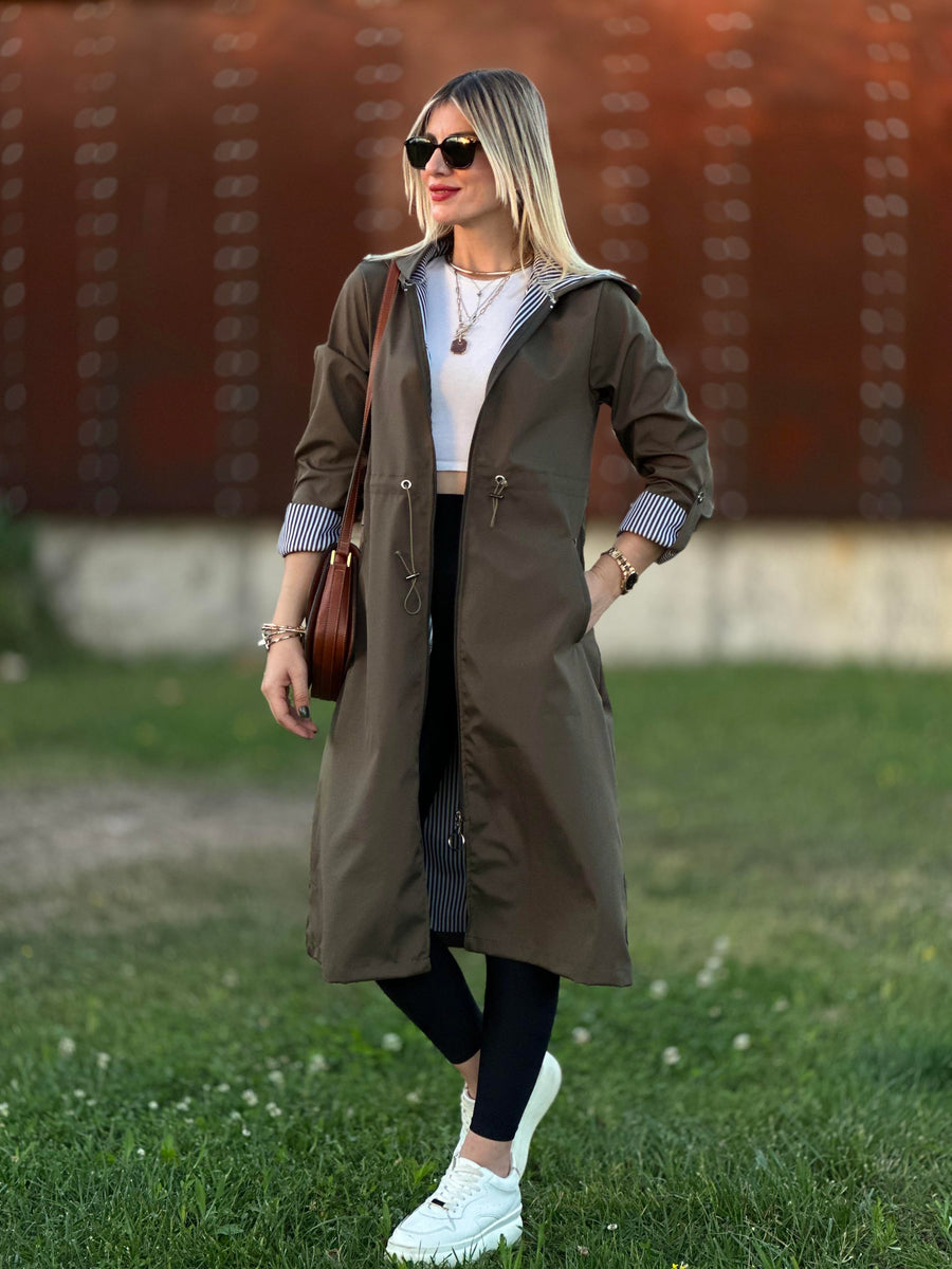 BONDİT STİL TRENÇKOT HAKİ