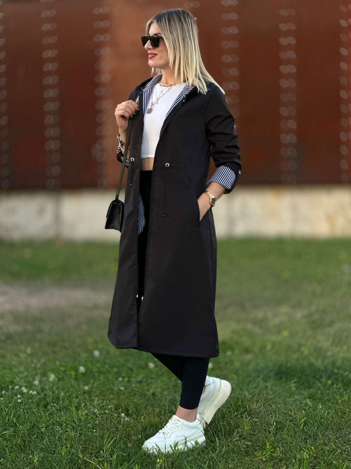 BONDİT STİL TRENÇKOT SİYAH