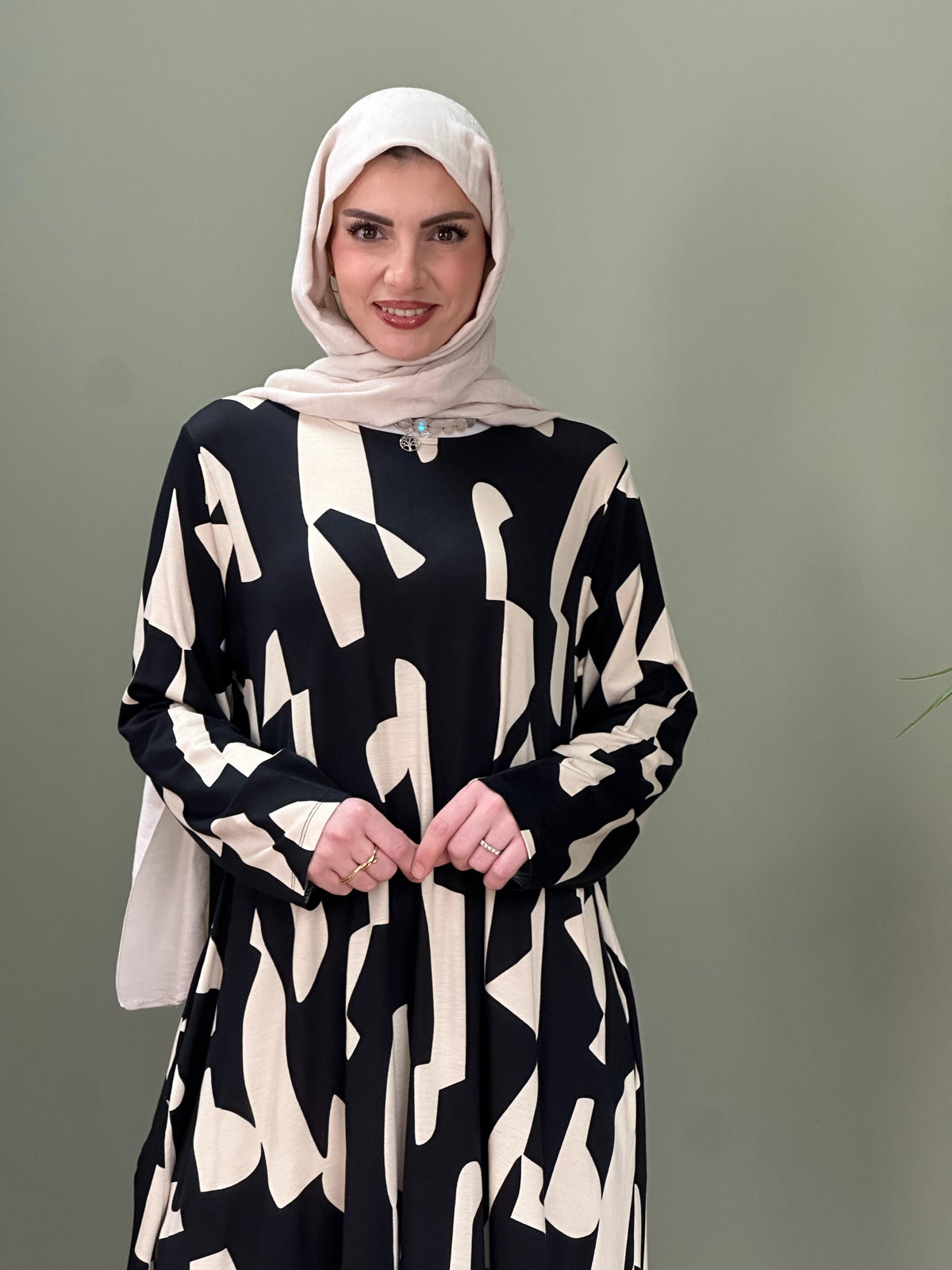 CAM KIRIĞI DESEN %100 PAMUKLU SWEAT ELBİSE SİYAH
