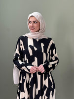 CAM KIRIĞI DESEN %100 PAMUKLU SWEAT ELBİSE SİYAH
