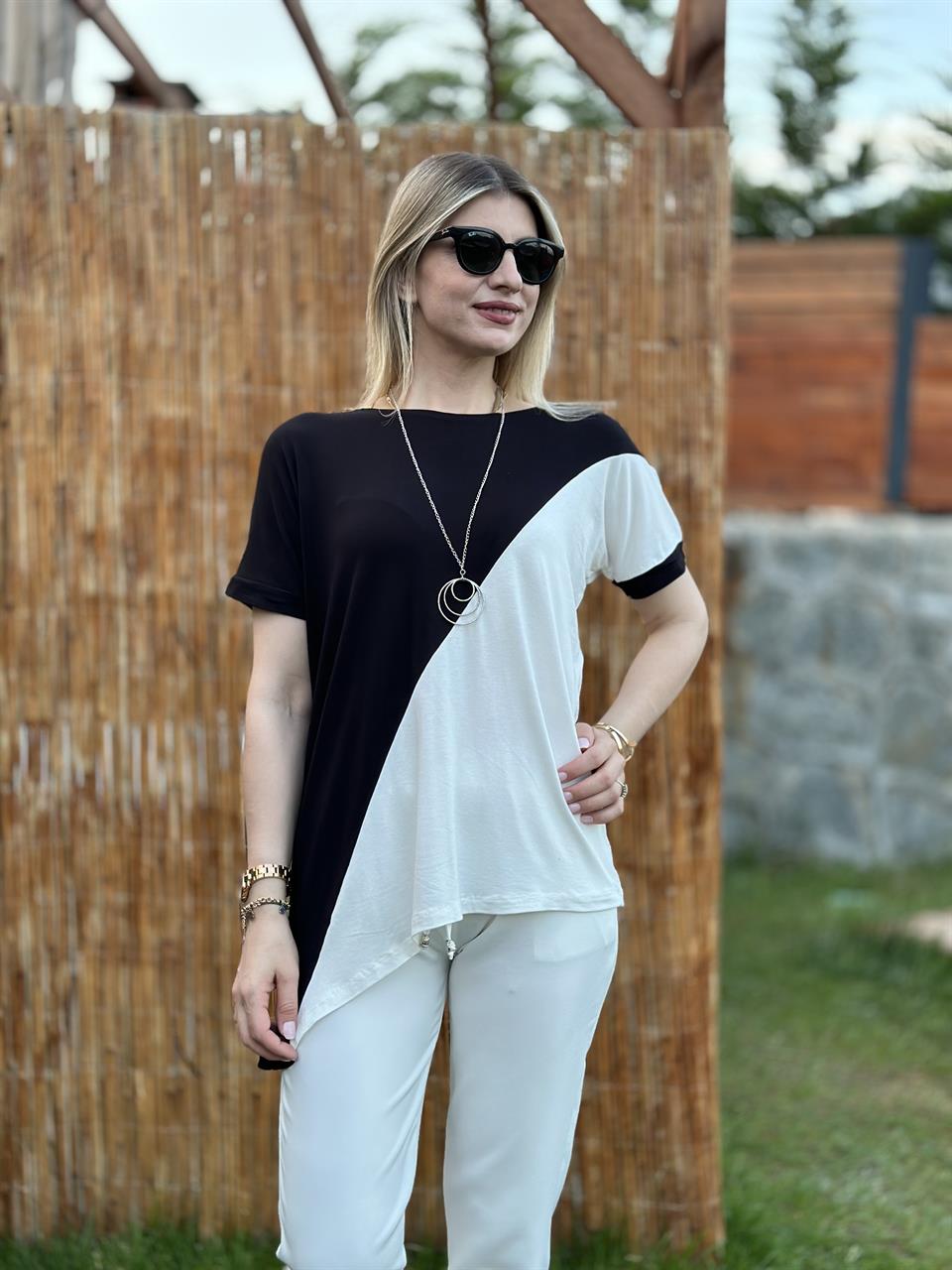ÇAPRAZ MODEL KOLYELİ BLUZ