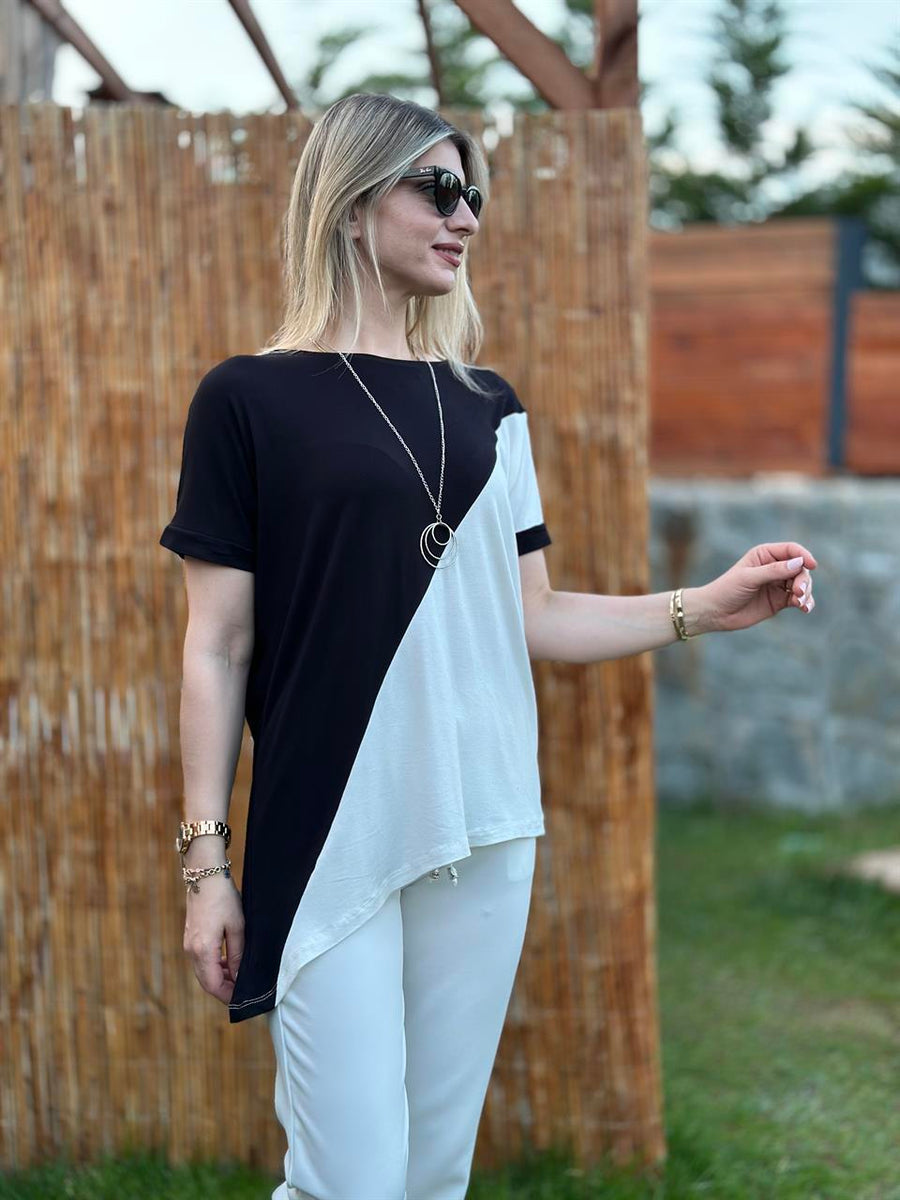 ÇAPRAZ MODEL KOLYELİ BLUZ