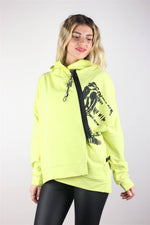 ÇAPRAZ FERMUAY DETAYLI SWEATSHİRT NEON YEŞİL