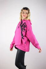 ÇAPRAZ FERMUAY DETAYLI SWEATSHİRT PEMBE