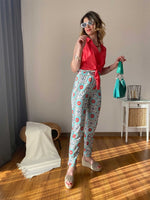 ÇİÇEK BASKILI PANTOLON MİNT