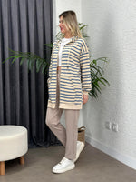 ÇİZGİLİ BASİC FERMUARLI SWEAT TUNİK MAVİ