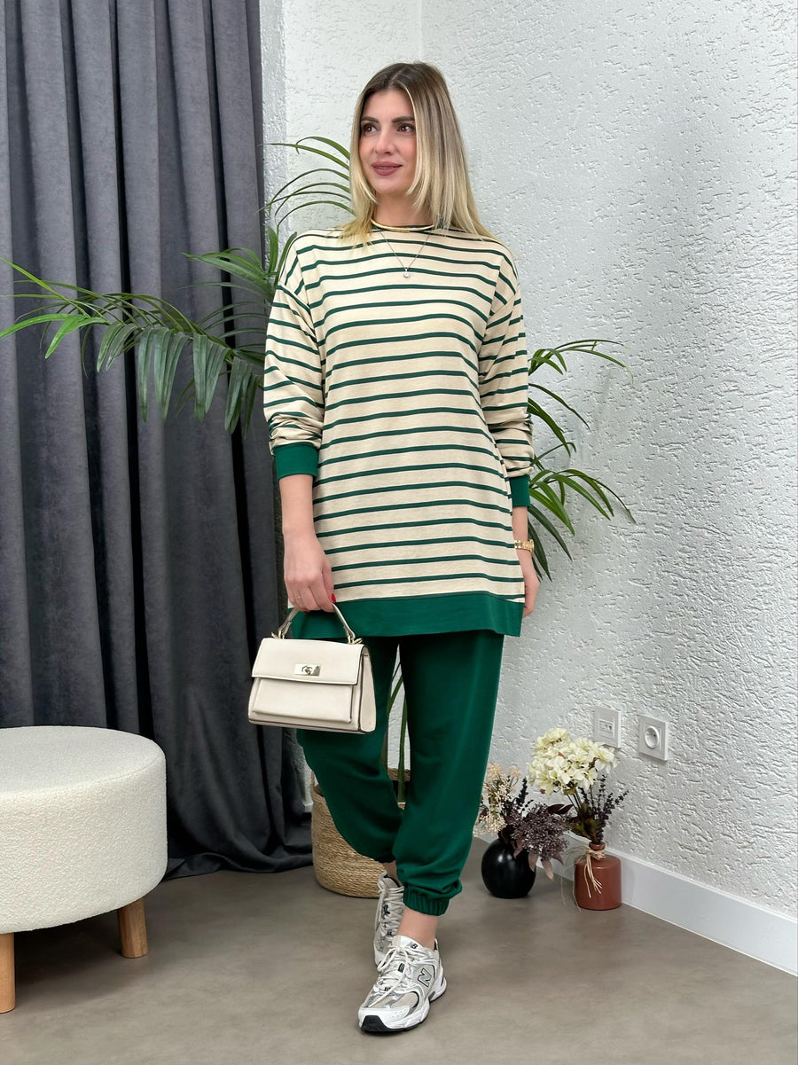 ÇİZGİLİ İKİLİ TAKIM ZÜMRÜT